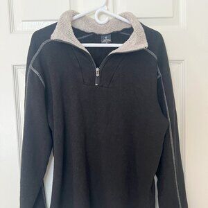 KÜHL Fleece Pullover, 1/2 Zip, Women's XL, Black with white inside collar
